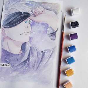 Gojo Satoru watercolor painting from Jujutsu Kaisen by&nbsp;Yato5005