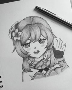 Lumine drawing / sketch from Genshin Impact by&nbsp;_cupid_arts