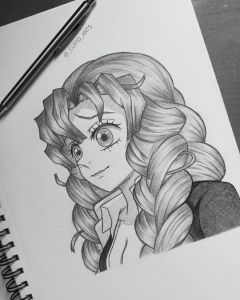Mitsuri Kanroji drawing / sketch from Demon Slayer by&nbsp;_cupid_arts