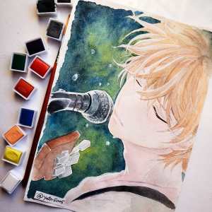 Mafuyu Sato watercolor painting from Given by&nbsp;Yato5005