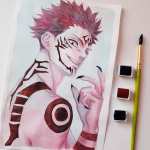 Ryomen Sukuna watercolor painting from Jujutsu Kaisen by&nbsp;Yato5005
